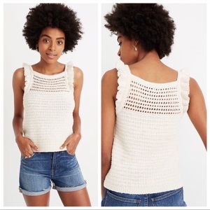 Madewell Ruffle Crochet Sweater Tank In Marled Vanilla